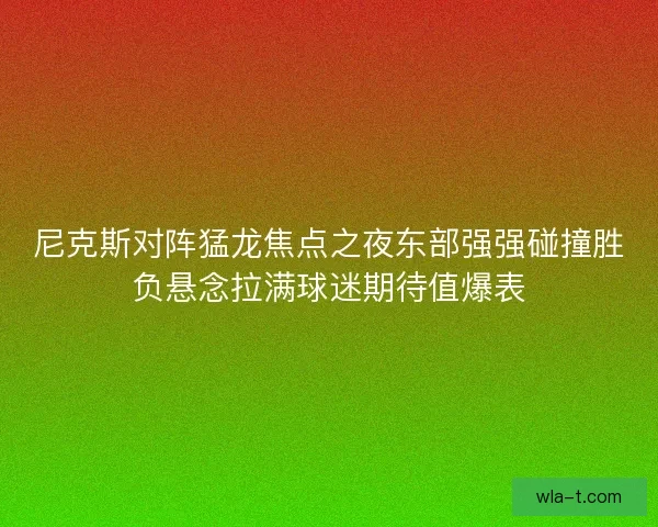 尼克斯对阵猛龙焦点之夜东部强强碰撞胜负悬念拉满球迷期待值爆表