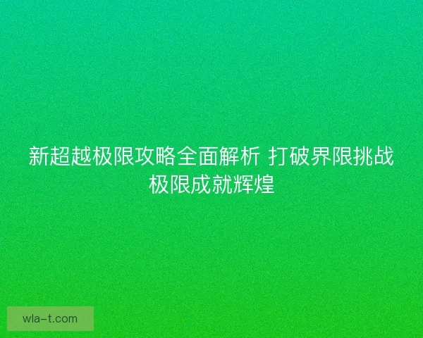 新超越极限攻略全面解析 打破界限挑战极限成就辉煌