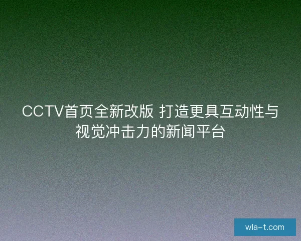 CCTV首页全新改版 打造更具互动性与视觉冲击力的新闻平台