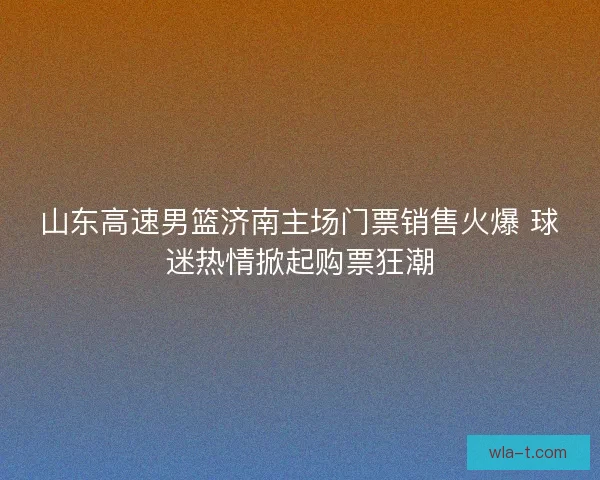山东高速男篮济南主场门票销售火爆 球迷热情掀起购票狂潮